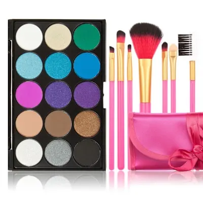 15 Colors Eyeshadow Palette with 7Pcs Makeup Brush Cosmetic Tool Make up Set Cost-efficient