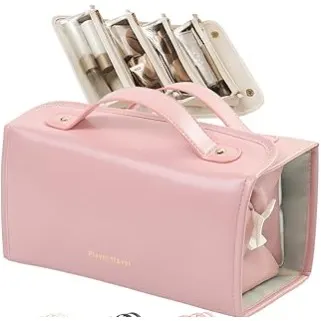 4-in-1 Waterproof Detachable Roll-up Make Up Travel Organizer - Pink
