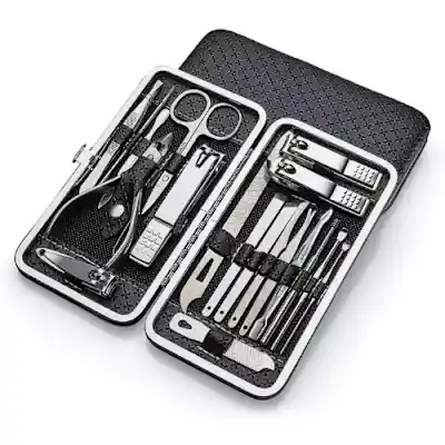 19 In 1 Nail Care Tools With Black Leather Case